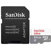 Купити у Запоріжжі - Карта пам'яті SANDISK 64GB microSDHC C10 UHS-I R100MB/s Ultra + SD (SDSQUNR-064G-GN3MA)