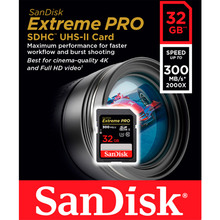 Карта памяти SANDISK SDHC 32GB C10 UHS-II R300/W260MB/s 4K Extreme Pro (SDSDXPK-032G-GN4IN)