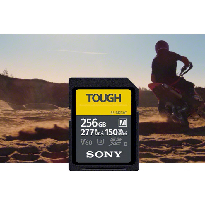 Карта пам'яті SONY 256GB SDXC C10 UHS-II U3 V60 R277/W150MB/s Tough (SFM256T.SYM) Тип карти SDXC