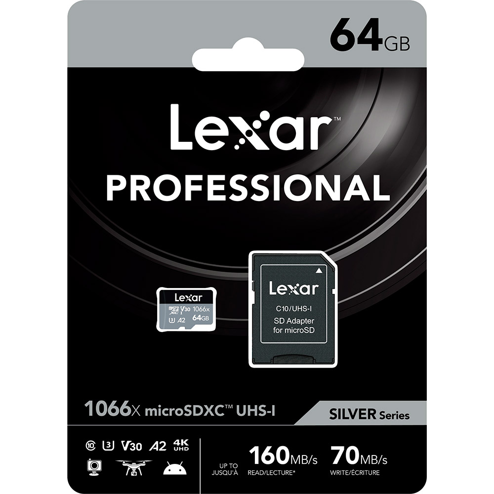 Карта пам'яті LEXAR microSDHC/microSDXC 64 GB Professional 1066x UHS-I (LMS1066064G-BNANG) Тип карти micro-SDНС