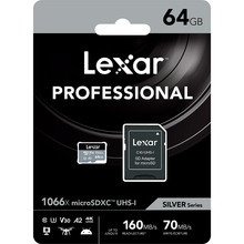 Карта памяти LEXAR microSDHC/microSDXC 64 GB Professional 1066x UHS-I (LMS1066064G-BNANG)