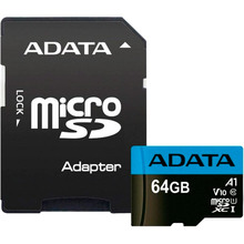 Карта пам'яті ADATA microSDXC 64 GB C10 UHS-I A1 + SD (AUSDX64GUICL10A1-RA1)