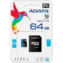 Карта пам'яті ADATA microSDXC 64 GB C10 UHS-I A1 + SD (AUSDX64GUICL10A1-RA1)