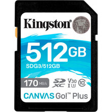 Карта памяти KINGSTON SDXC 512GB Go+ U3 V30 R170/W90 (SDG3/512GB)