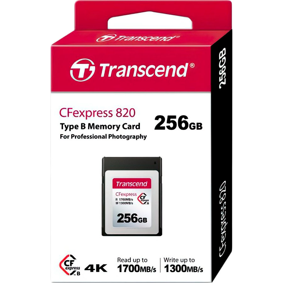 Карта пам'яті TRANSCEND CFExpress 820 Type B 256GB R1700 / W1300MB / s (TS256GCFE820) Тип карти CFexpress Type-B