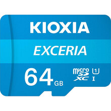 64 гб Карта памяти KIOXIA Exceria microSDHC 64Gb Class 10 UHS I + SD адаптер (LMEX1L064GG2)