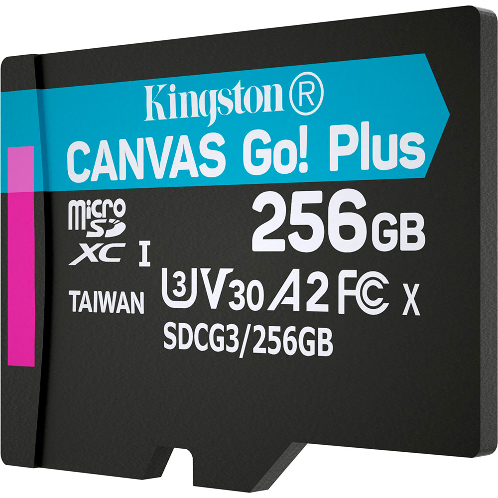 Карта пам'яті KINGSTON MicroSDXC 256GB Canvas Go! Plus Class 10 UHS-I U3 V30 A2 (SDCG3/256GBSP) Об'єм пам'яті 256 Гб