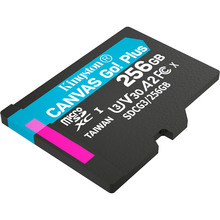 Карта пам'яті KINGSTON MicroSDXC 256GB Canvas Go! Plus Class 10 UHS-I U3 V30 A2 (SDCG3/256GBSP)