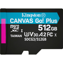 Купити у Запоріжжі - Карта пам'яті KINGSTON Micro-SDXC 512GB Canvas Go! Plus UHS-I U3 V30 A2 (SDCG3/512GBSP)