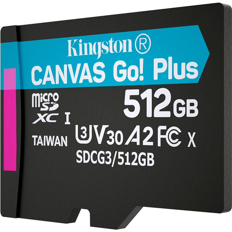 Карта пам'яті KINGSTON Micro-SDXC 512GB Canvas Go! Plus UHS-I U3 V30 A2 (SDCG3/512GBSP) Тип карти micro-SDXC