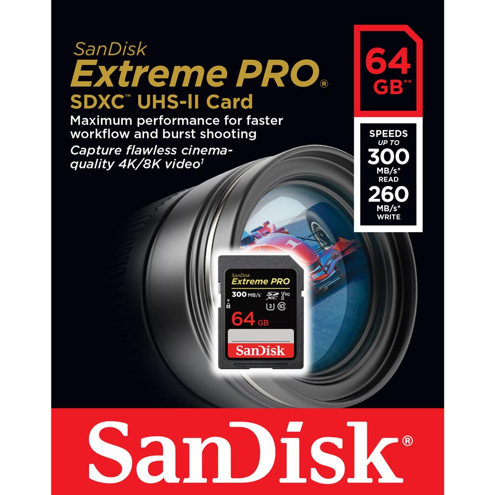 Карта пам'яті SanDisk Extreme PRO SDHC 64GB Class 10 UHS-II V90 (SDSDXDK-064G-GN4IN) Тип карти SDHC
