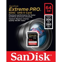 Карта пам'яті SanDisk Extreme PRO SDHC 64GB Class 10 UHS-II V90 (SDSDXDK-064G-GN4IN)