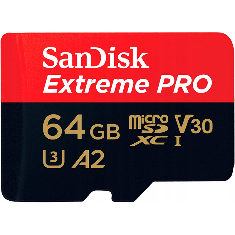 Карта пам'яті SANDISK micro-SDXC 64GB UHS-I U3 C10 Extreme Pro V30 + SD (SDSQXCU-064G-GN6MA) Тип карти micro-SDXC