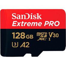 Карта памяти SANDISK micro-SDXC 128GB UHS-I U3 C10 Extreme Pro V30 + SD (SDSQXCD-128G-GN6MA)