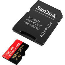 Карта памяти SANDISK micro-SDXC 128GB UHS-I U3 C10 Extreme Pro V30 + SD (SDSQXCD-128G-GN6MA)