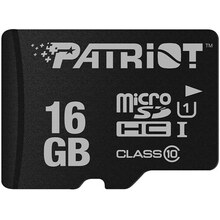 Карта пам'яті PATRIOT MicroSDHC 16GB LX UHS-I Class 10 (PSF16GMDC10)