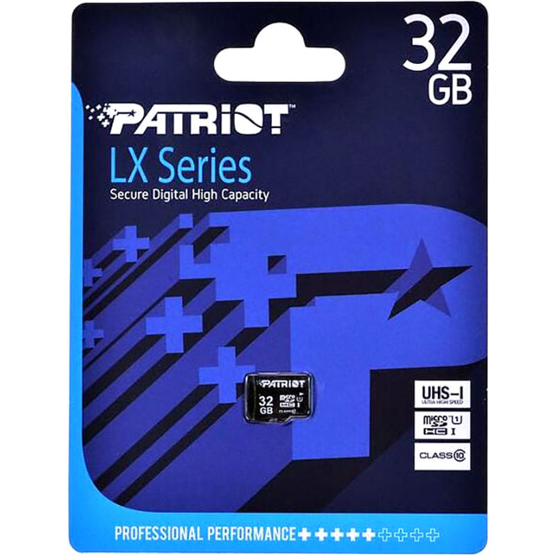 Карта памяти PATRIOT MicroSDHC 32GB LX UHS-I Class 10 (PSF32GMDC10) Тип карты micro-SDНС