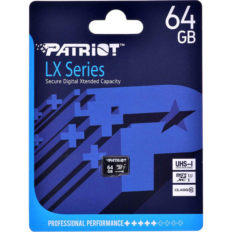 Карта памяти PATRIOT MicroSDHC 64GB LX UHS-I Class 10 (PSF64GMDC10) Тип карты micro-SDXC