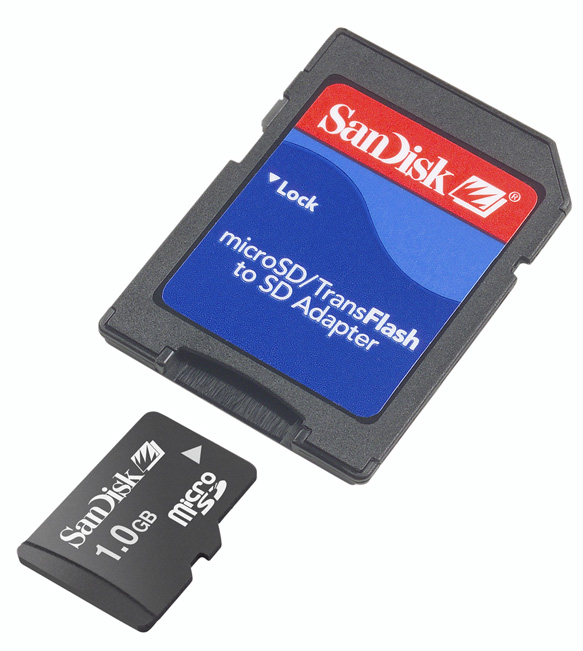 Карта пам'яті SANDISK microSD 1Gb (TransFlash) & 2 Adapter