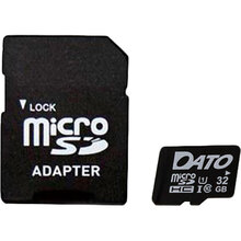 Карта памяти DATO Micro-SDHC 32GB UHS-I Class 10+ SD- adapter (DTTF032GUIC10)