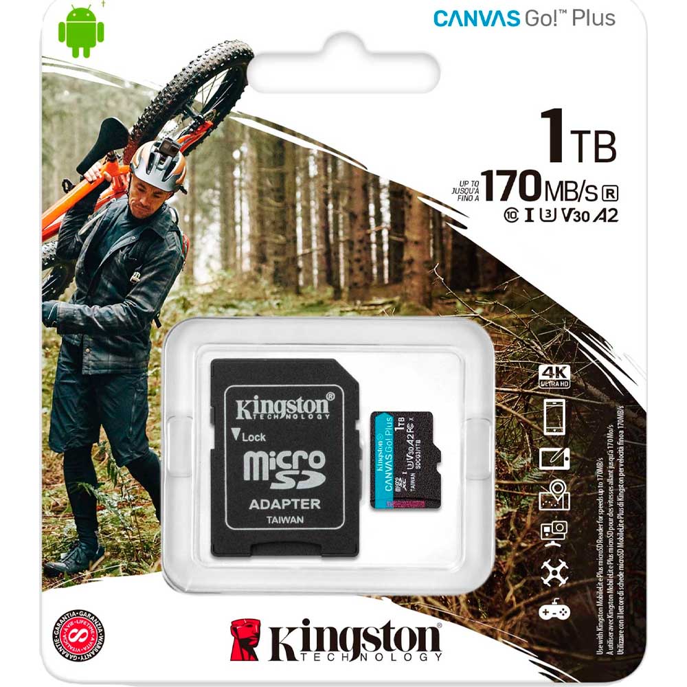 Карта пам'яті Kingston MicroSDXC 1TB UHS-I/U3 Class 10 Canvas Go! Plus + SD-адаптер (SDCG3/1TB) Тип карти micro-SDXC