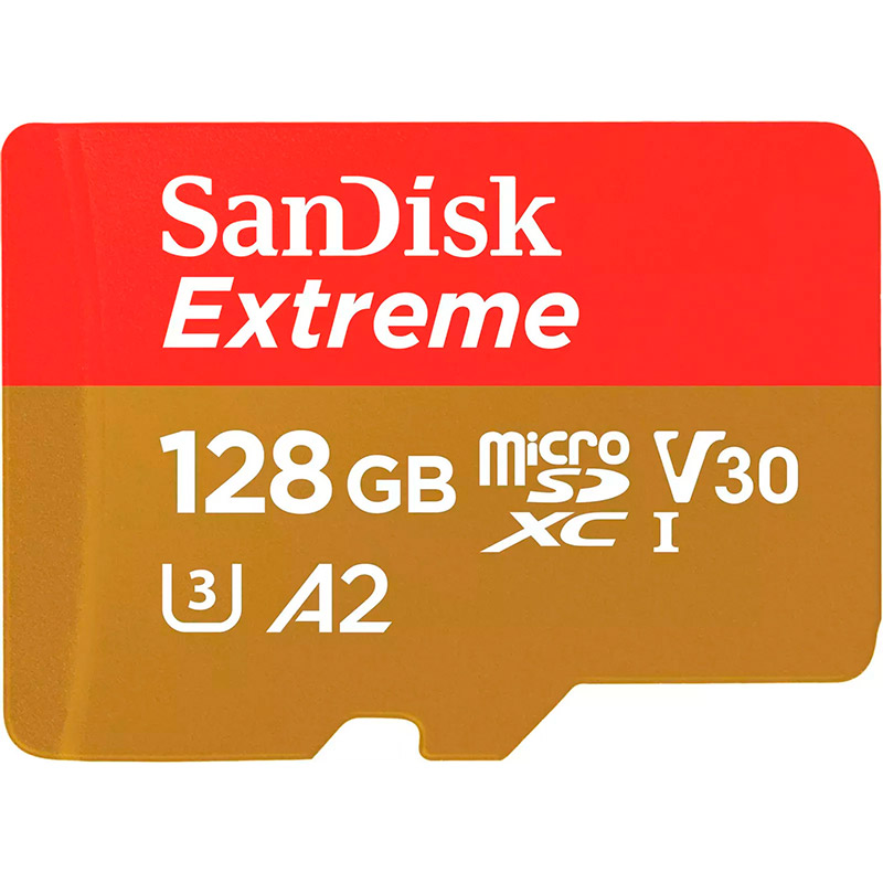 Карта пам'яті SANDISK MicroSDXC 128GB UHS-I U3 Extreme V30 + SD-адаптер (SDSQXAA-128G-GN6AA) Тип карти micro-SDXC