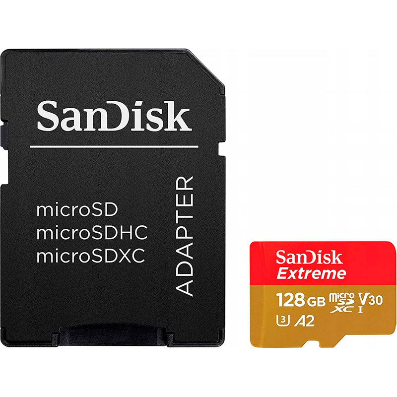 Карта пам'яті SANDISK MicroSDXC 128GB UHS-I U3 Extreme V30 + SD-адаптер (SDSQXAA-128G-GN6AA)