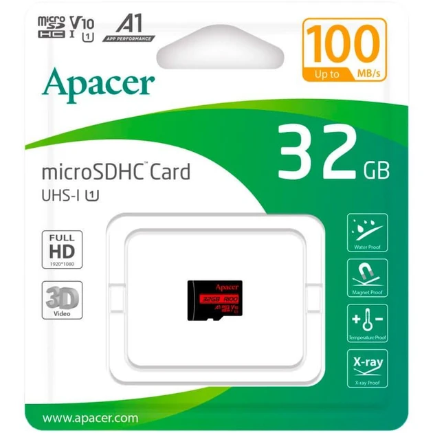 Карта памяти APACER microSDHC 32GB UHS-I Class 10 (AP32GMCSH10UB-RA) Тип карты micro-SDНС