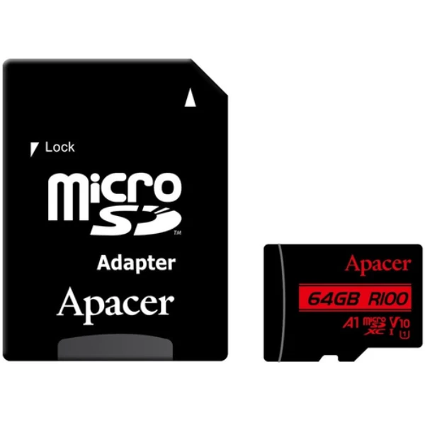 Карта памяти APACER microSDXC 64GB UHS-I Class 10 + SD adapter (AP64GMCSX10UB-R)