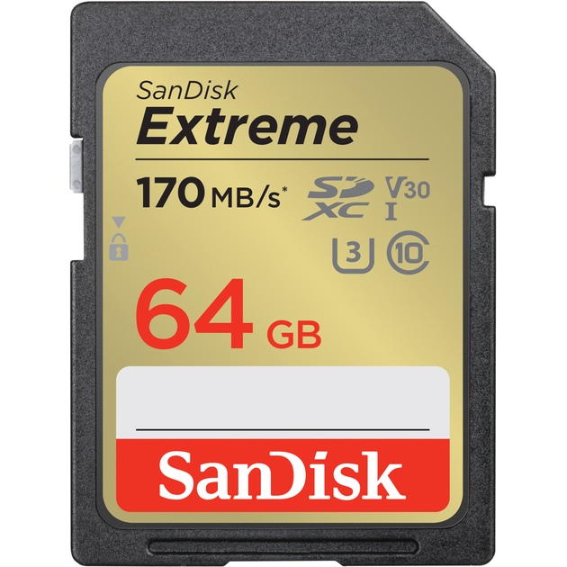 Карта памяти SANDISK SD 64GB C10 UHS-I U3 Extreme V30 (SDSDXV2-064G-GNCIN)