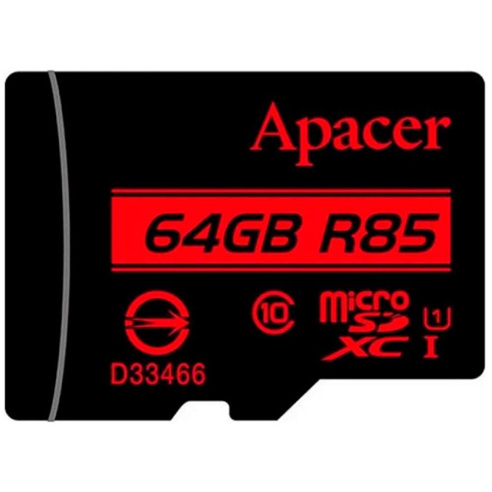 картка пам'яті APACER APACER microSDXC 64GB UHS-I U1 без адаптера (R85MB/s)