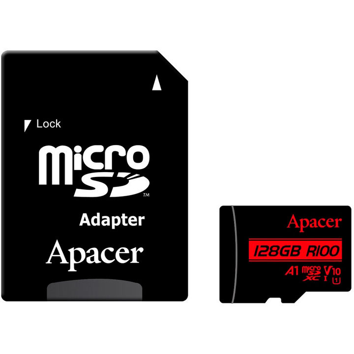 Карта пам'яті APACER MicroSDHC 128GB UHS-I Class 10 + SD adapter (AP128GMCSX10UB-R)