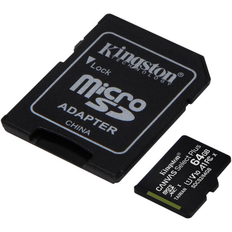 Карта пам'яті Kingston Canvas Select Plus Class 10 MicroSDXC 64GB UHS-I U1 V10 A1 (SDCS2/64GB-3P1A) Тип карти micro-SDXC