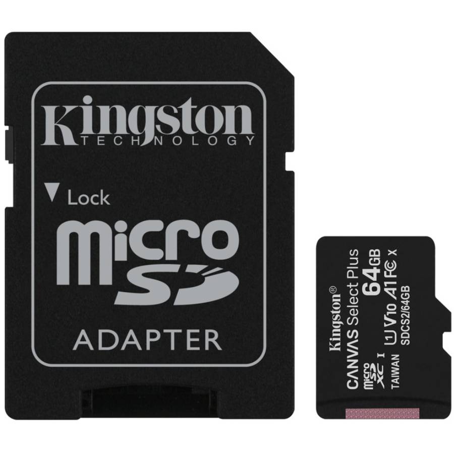 Карта пам'яті Kingston Canvas Select Plus Class 10 MicroSDXC 64GB UHS-I U1 V10 A1 (SDCS2/64GB-3P1A)