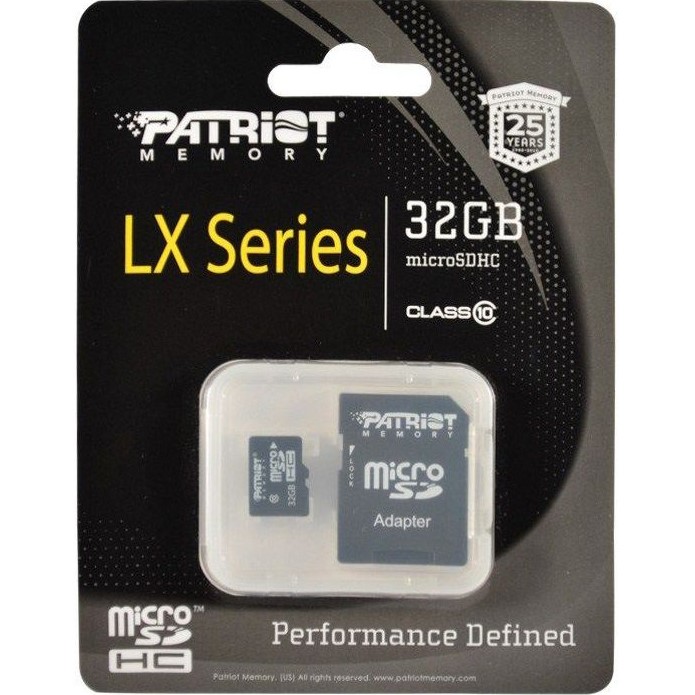 Карта пам'яті PATRIOT microSDHC 32GB LX Series UHS-I Class 10 + SD-adapter (PSF32GMCSDHC10) Клас 10