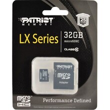 Карта пам'яті PATRIOT microSDHC 32GB LX Series UHS-I Class 10 + SD-adapter (PSF32GMCSDHC10)