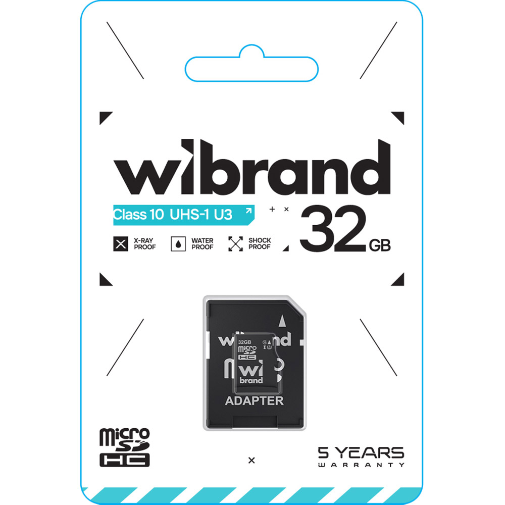 Карта пам'яті Wibrand microSDHC 32GB Class 10 UHS-I U3 (WICDHU3/32GB-A) Тип карти micro-SDНС