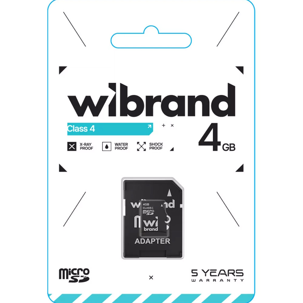 Карта пам'яті WIBRAND microSDHC 4Gb class 4 Adapter SD (WICDC4/4GB-A) Тип карти micro-SD