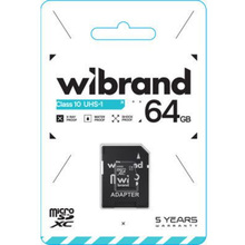 Карта памяти WIBRAND microSDXC (UHS-1) 64Gb class 10 adapter SD (WICDXU1/64GB-A)