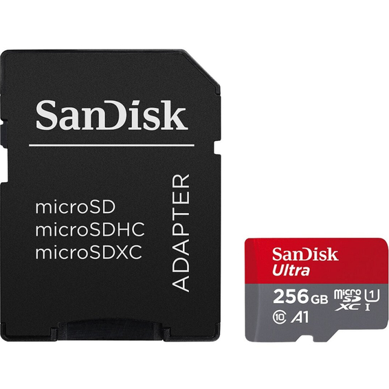 Карта памяти SANDISK microSDXC 256GB Ultra class 10 UHS-1 + адаптер SD (SDSQUAC-256G-GN6MA)