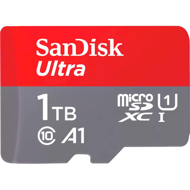 карта памяти SANDISK microSDXC 1TB Ultra class 10 UHS-1 + адаптер SD (SDSQUAC-1T00-GN6MA) Объём памяти 1 Тб