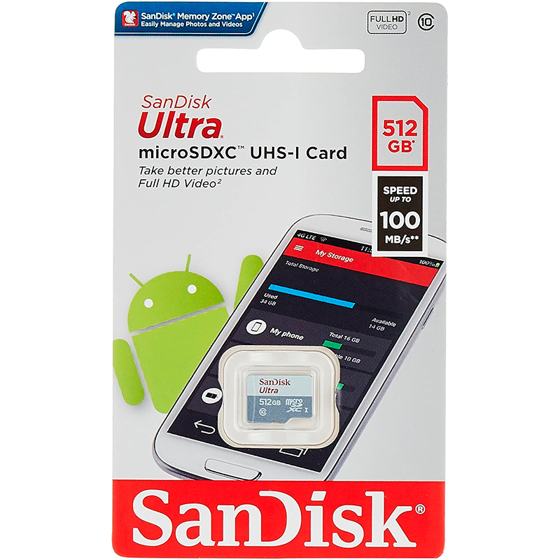 Карта памяти SANDISK microSDXC 512GB Ultra Class 10 UHS-I (SDSQUNR-512G-GN3MN) Тип карты micro-SDXC