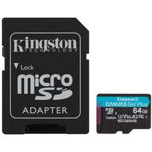 Карта памяти KINGSTON microSD 64GB C10 UHS-I U3 A2 V30 + SD (SDCG4/64GB)