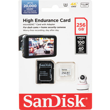 Карта памяти SANDISK microSDXC UHS-1 U3 High Endurance 256Gb Class 10 U3 V30 (SDSQQNR-256G-GN6IA)