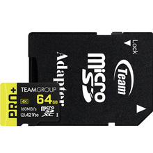 Карта памяти TEAM MicroSDXC 64GB UHS-I/U3 Class 10 Pro+ + SD (TPPMSDX64GIA2V3003)