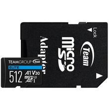 Карта памяти TEAM Elite MicroSDXC 512GB UHS-I/U3 Class 10 Black (TEAUSDX512GIV30A103)