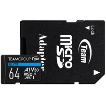 Карта памяти TEAM Elite MicroSDXC 64GB UHS-I/U3 Class 10 Black (TEAUSDX64GIV30A103)