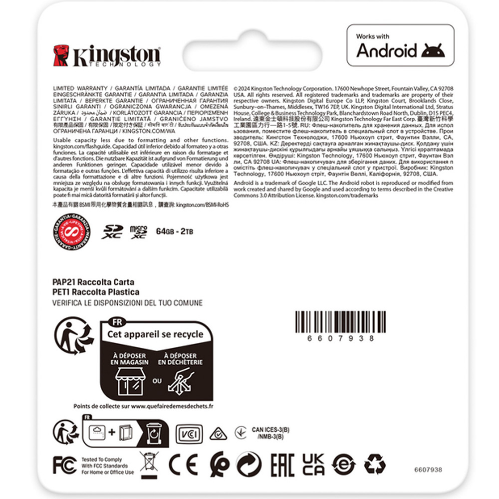 Карта пам'яті KINGSTON SDXC 512GB Canvas Go Plus Gen4 C10 UHS-I U3 V30 (SDG4/512GB) Об'єм пам'яті 512 Гб