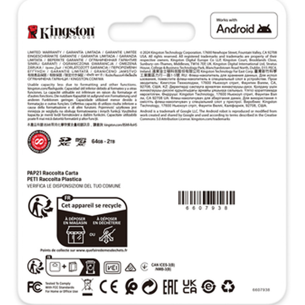 Карта пам'яті KINGSTON microSDXC 64GB Canvas Go Plus Gen4 A2 U3 V30 (SDCG4/64GBSP) Клас 10