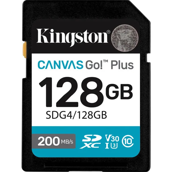 Карта памяти KINGSTON SDXC 128GB Canvas Go Plus C10 UHS-I U3 V30 (SDG4/128GB)